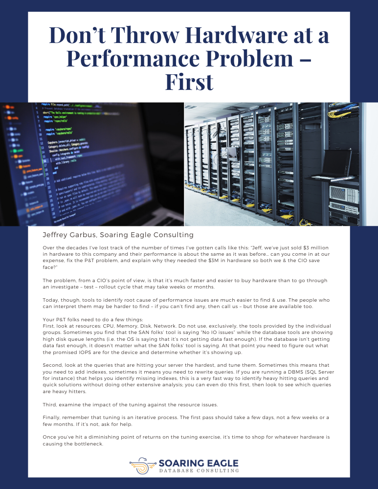 Don't Throw Hardware at a Performance Problem